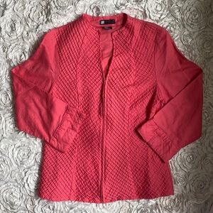 Carole Little linen rouged 3/4 sleeve jacket size medium